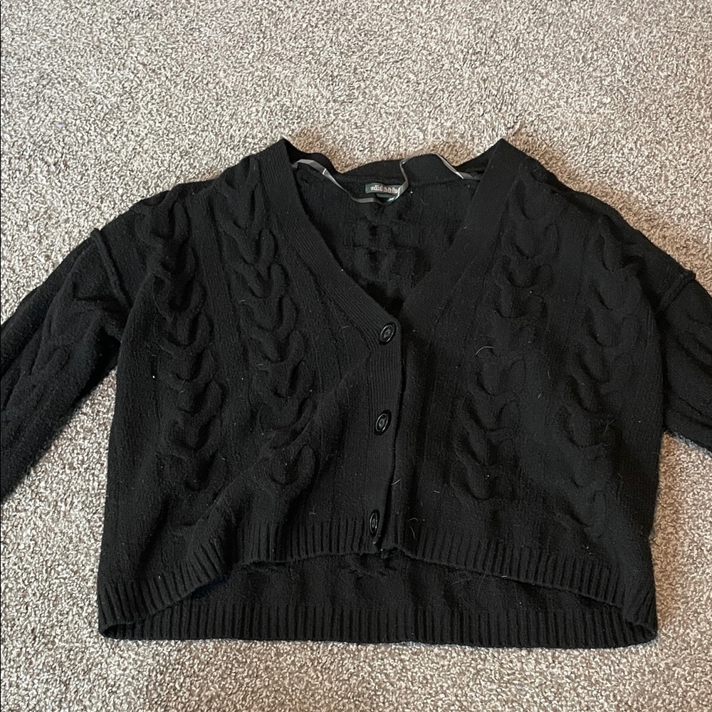 Black Cable Knit Women's Sweater
